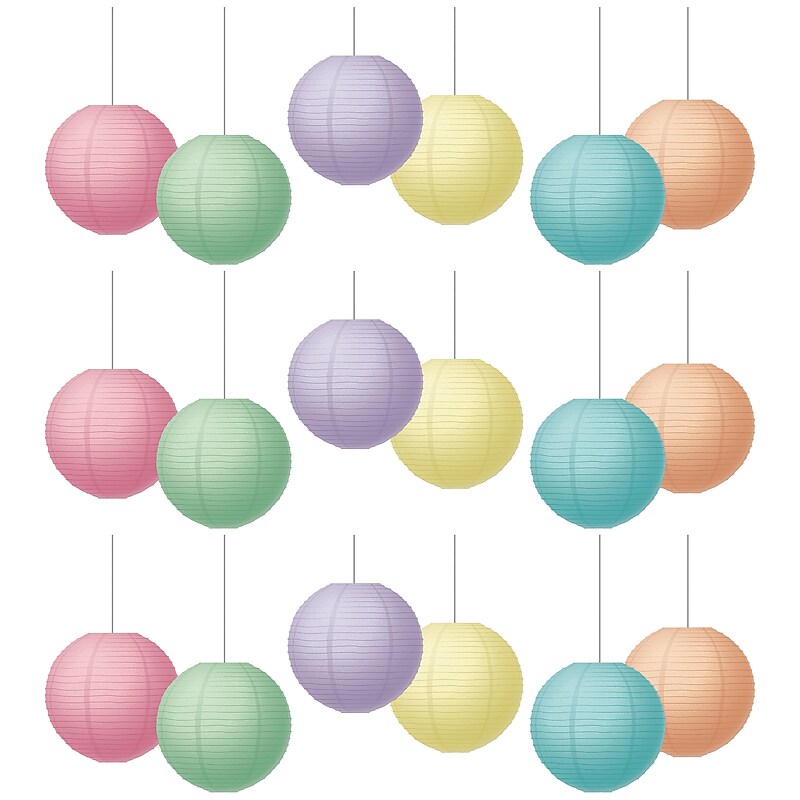 Teacher Created Resources Pastel Pop 8" Hanging Paper Lanterns, 6/Pack, 3 Packs/Bundle (TCR77523-3) image 1
