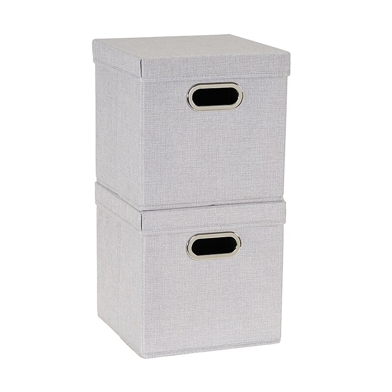 Household Essentials Medium Stackable Folding Fabric Storage Bin, 11" x 11.4"x 11.4", 24.75 Qt., Gray, 2/Pack (804-1) image 1