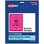 Avery Laser/Inkjet Rectangle Multipurpose Labels, 2" x 4", Neon Magenta, 200/Pack (94207)~#|#~86DAEF44-904E-4F3C-8DF8FFCCC14FF852_sc7