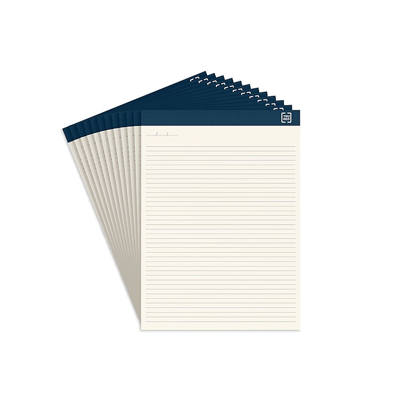 TRU RED™ Notepads, 8.5" x 11.75", Wide Ruled, Ivory, 50 Sheets/Pad, 12 Pads/Pack (TR58194) image 1