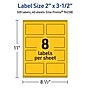 Avery Laser/Inkjet Rectangle Multipurpose Labels, 2" x 3.5", Bright Yellow, 320/Pack (94238)~#|#~86E08292-8F83-4E74-B708C8F7897C89D0_sc7