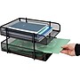 Mind Reader 2-Tier Stackable Paper Desk Tray, Metal Mesh, Black, 2/Set (2CSTACK2-BLK)~#|#~86E09FDD-92BB-4FF1-9D2C397A40F08259_sc7
