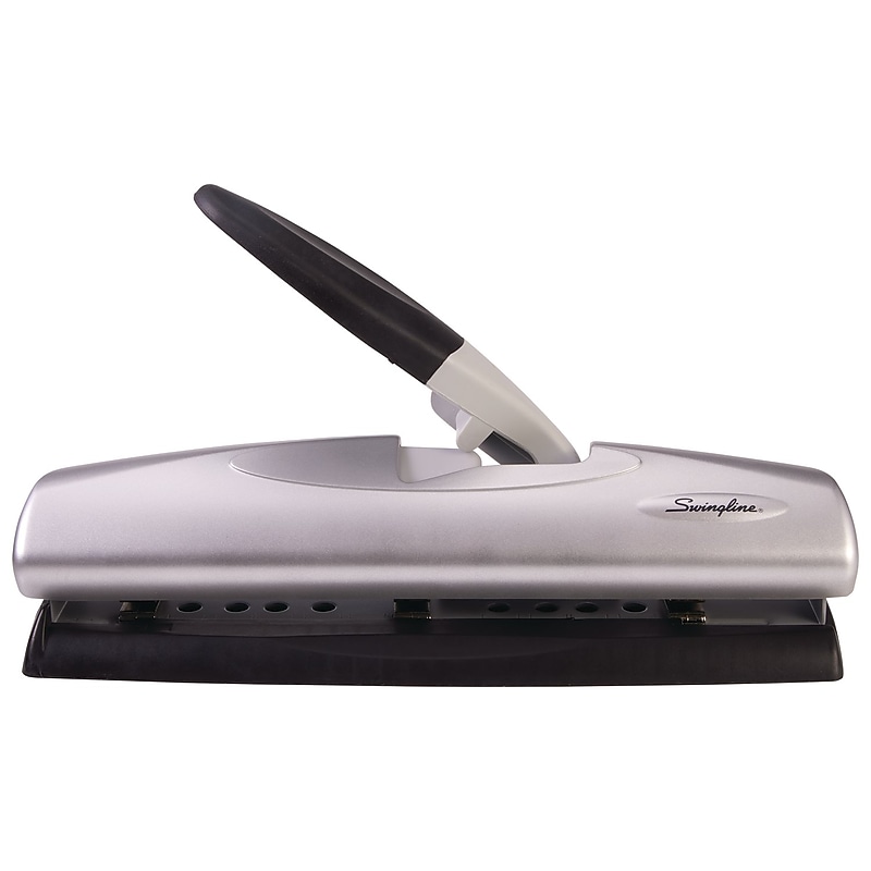 Swingline LightTouch Desktop Adjustable Hole Punch, 20 Sheet Capacity, Black/Silver (74030) image 1