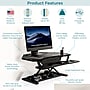 VersaDesk PowerPro 36"W Electric Adjustable Standing Corner Desk Converter, Black (VT77136330101)~#|#~86F47023-9196-4EF1-978C90AC7DDE7B32_sc7