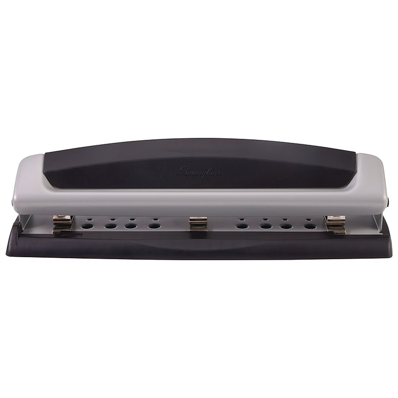 Swingline Precision Pro Desktop Adjustable Hole Punch, 10 Sheet Capacity, Black/Silver (74037) image 1