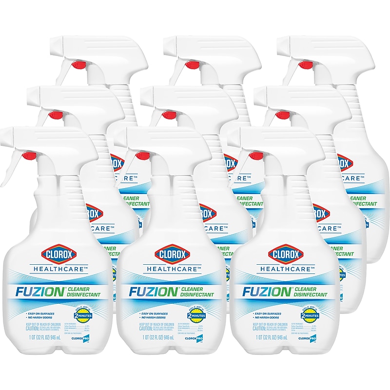 Clorox Healthcare Fuzion All-Purpose Cleaners & Spray Disinfectant, Unscented, 32 oz., 9/Carton (31478CT) image 1
