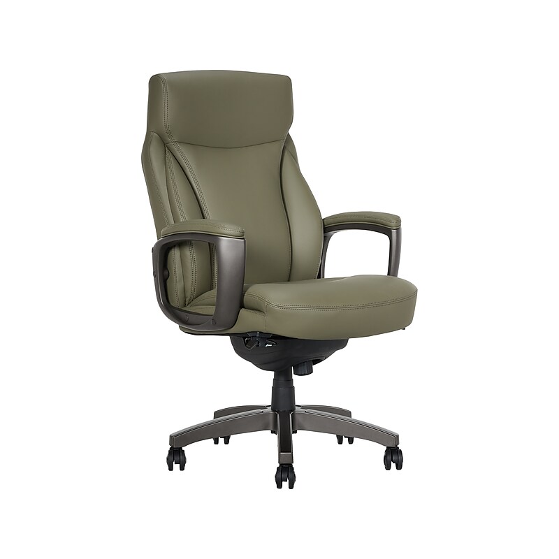 La-Z-Boy Arcadian Ergonomic Bonded Leather Swivel Executive Chair, Olive (60008-OLV) image 1