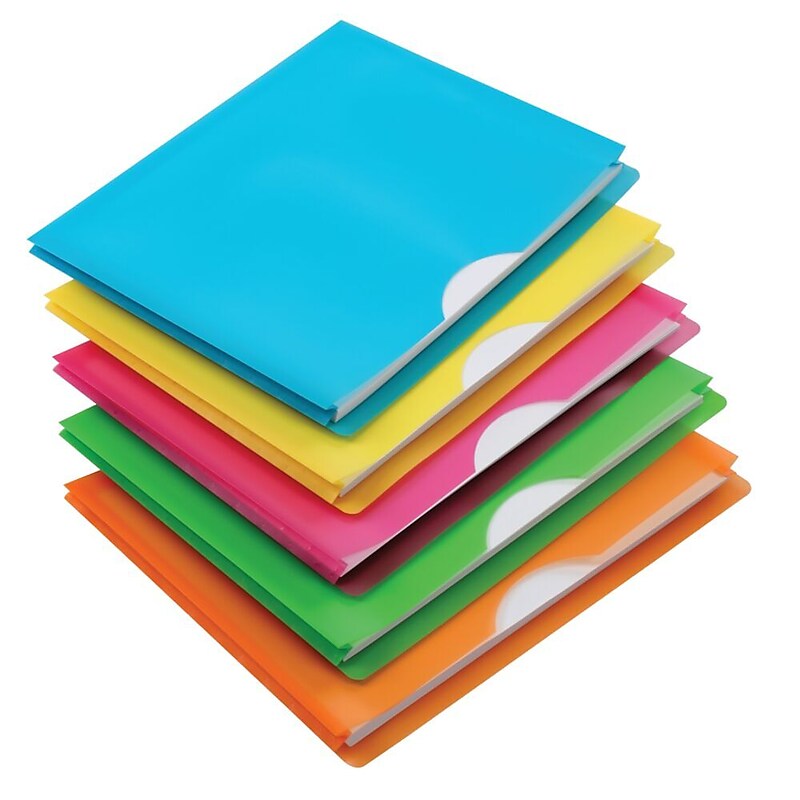 Pendaflex Glow Plastic File Jacket, 1" Expansion, Letter Size, Assorted, 5/Pack (50992) image 1