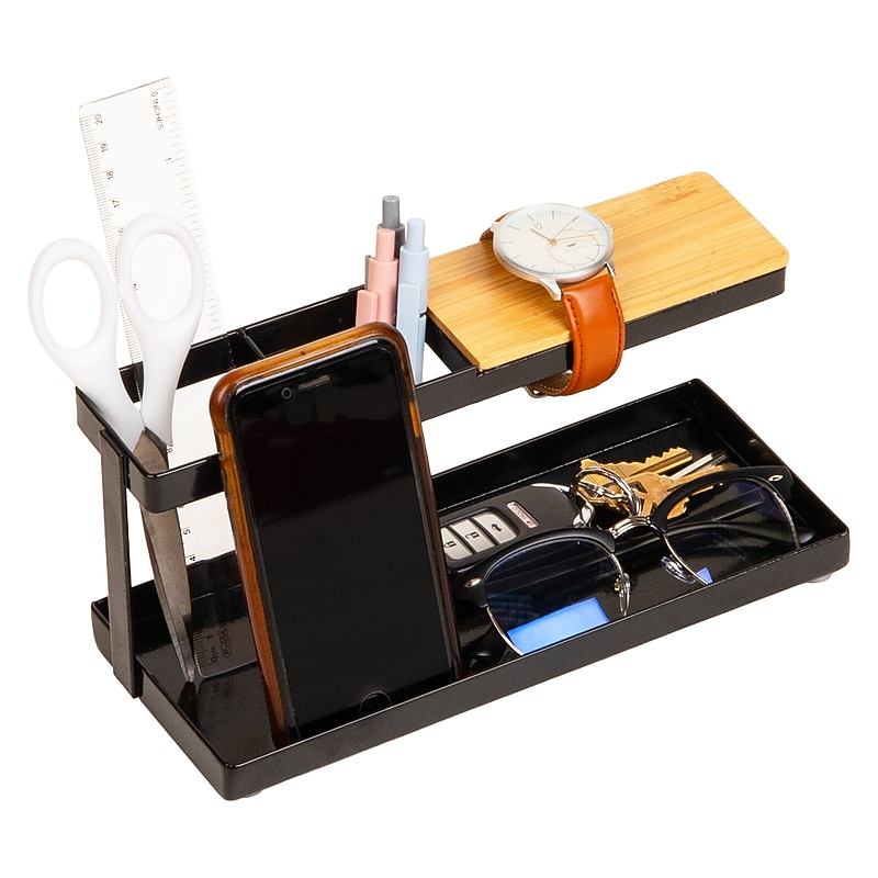 Mind Reader Metal Desk Organizer, Black (CATCHTRAY-BLK) image 1