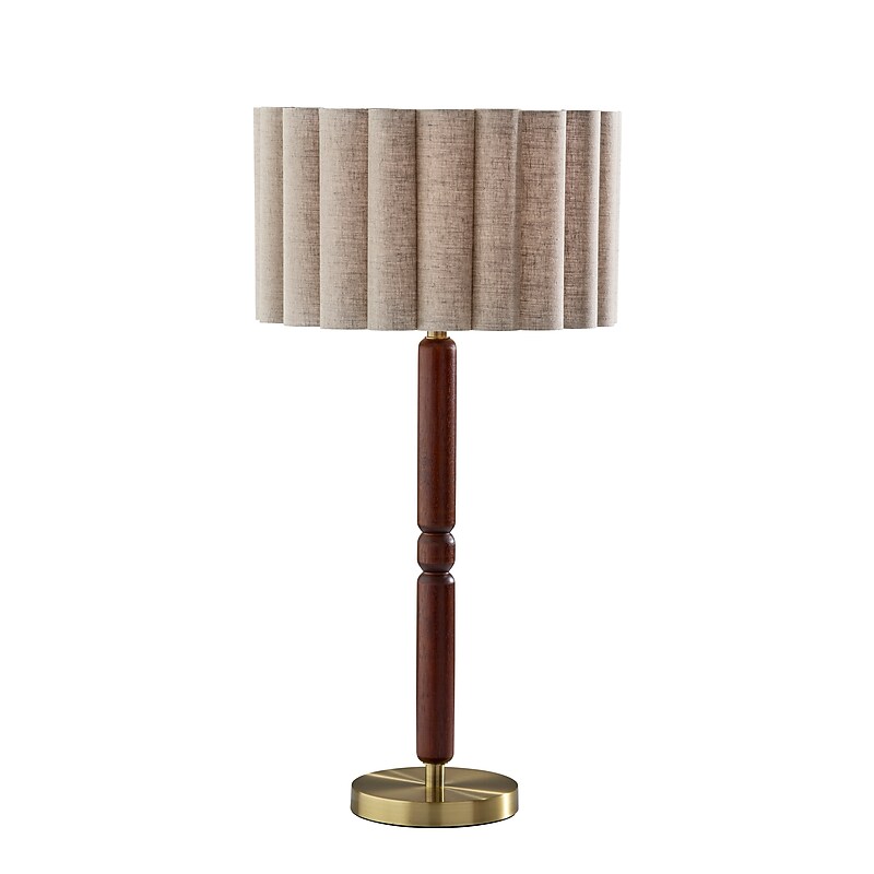 Adesso Laine 27.5"H Incandescent Table Lamp, Antique Brass/Walnut/Beige (4343-15) image 1