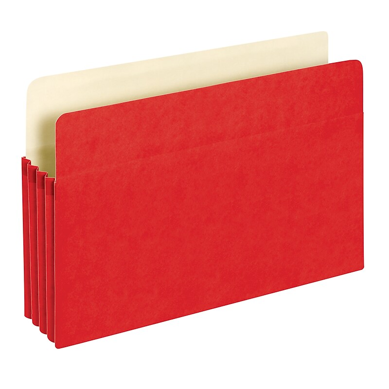 Pendaflex Reinforced File Pocket, 3 1/2" Expansion, Legal Size, Red (1526E RED) image 1