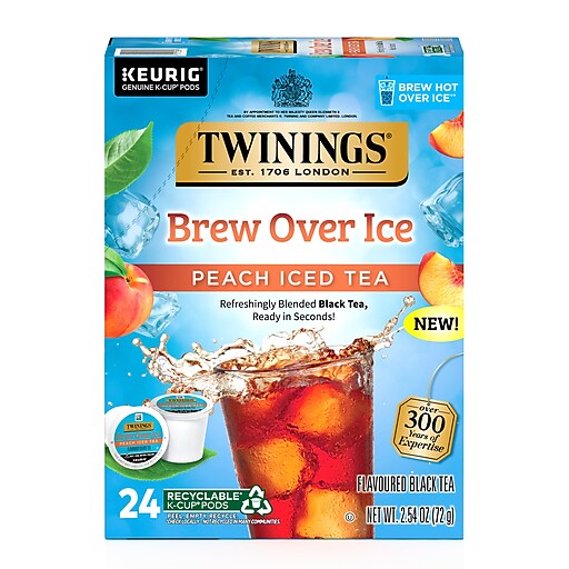 Twinings Brew Over Ice Peach Iced Black Tea, Keurig® KCup® Pods, 24
