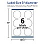 Avery Laser/Inkjet Round Multipurpose Labels, White, 6 Labels/Sheet, 100 Sheets/Pack (94513-TWMP100)~#|#~87249F09-206F-4330-B0BBC4AE609516B4_sc7