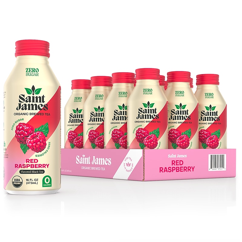 Saint James Organic Red Raspberry Black Tea Bottles, 16 oz., 12/Pack (72151A) image 1