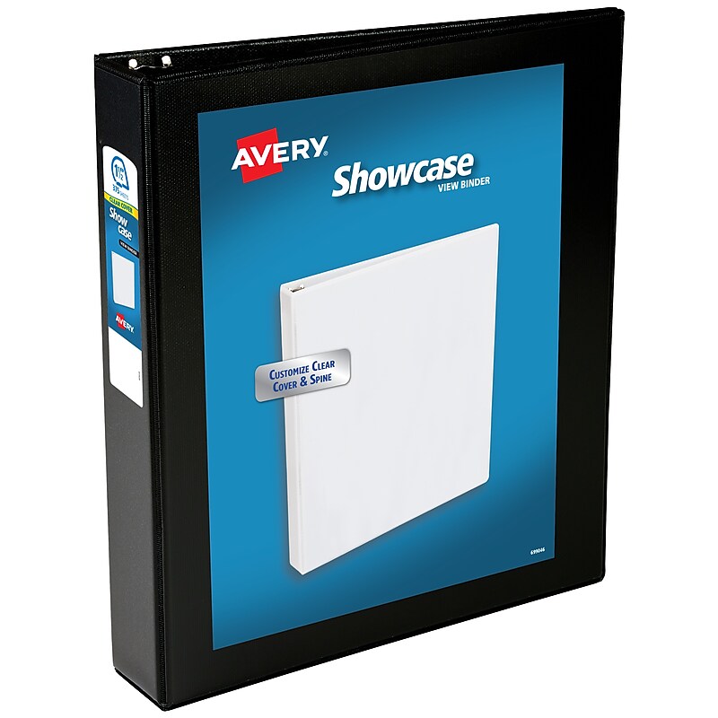 Avery Showcase 1 1/2" 3-Ring View Binders, Slant Ring, Black (19650) image 1