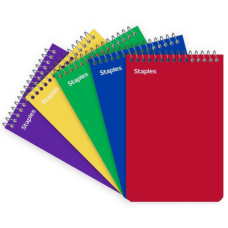 Staples Memo Pad, 4" x 6", College Ruled, Assorted Colors, 50 Sheets/Pad, 5 Pads/Pack (ST11494N) image 1