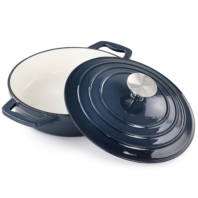MegaChef Cast Iron 2 Quart Dutch Oven, Dark Blue (936119981M) image 1