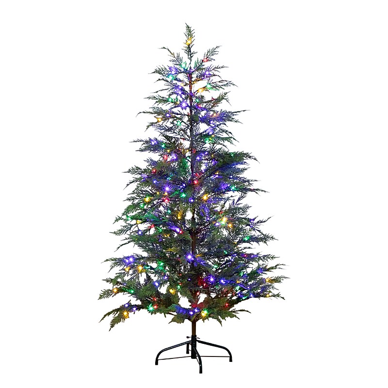 Nearly Natural 5' Pre-Lit Artificial Park City Pine Christmas Tree with 200 Multicolored LED Dewdrop Lights (T4800) image 1