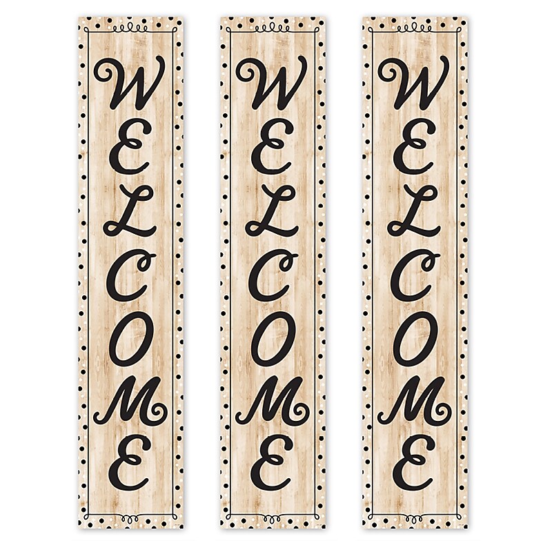 Creative Teaching Press Black, White, and Wood Welcome Banner, 3/Pack (CTP10937-3) image 1