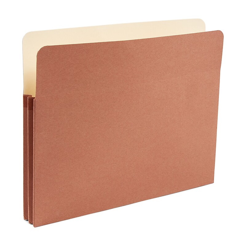 Staples Reinforced File Pocket, 1.75" Expansion, Letter Size, Brown, 25/Box (ST435065) image 1