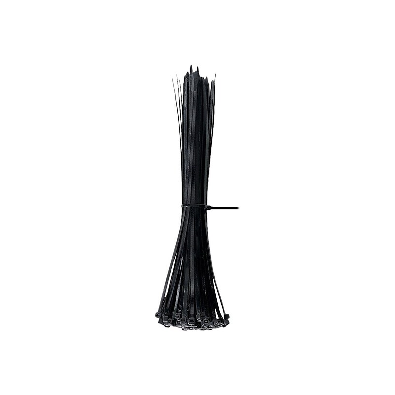 4XEM Cable Ties, 10" x 0.3", Black, 100/Pack (4X10ZIPTIE100B) image 1