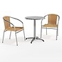 Flash Furniture Lila Indoor-Outdoor Table Set with 2 Chairs, 23.5" x 23.5", Aluminum/Beige (TLH24RD020BGCH2)~#|#~87640D33-7358-4609-820BEA933F30D9BF_sc7