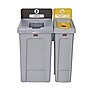 Rubbermaid Commercial Slim Jim Single-Stream Bottles and Cans Recycling Station Kit, 23 Gallon, Gray/Yellow (2185052)~#|#~876C4CBA-00A8-4350-8106A66033967E9A_sc7