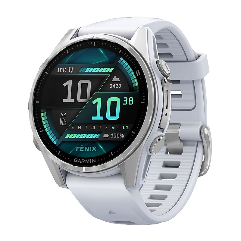 Garmin fenix 8 AMOLED Multisport GPS Smartwatch, Stainless Steel & Whitestone, 43mm (GRM0290300) image 1