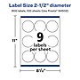 Avery Laser/Inkjet Round Multipurpose Labels, 2.5" Dia., White, 900 Labels/Box (94502)~#|#~8773E8AE-E7F5-45EB-B0116E8B06E9B627_sc7