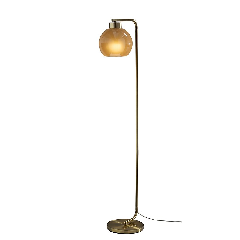 Adesso Atticus 59"H Antique Brass Floor Lamp with Round Shade (3898-21) image 1