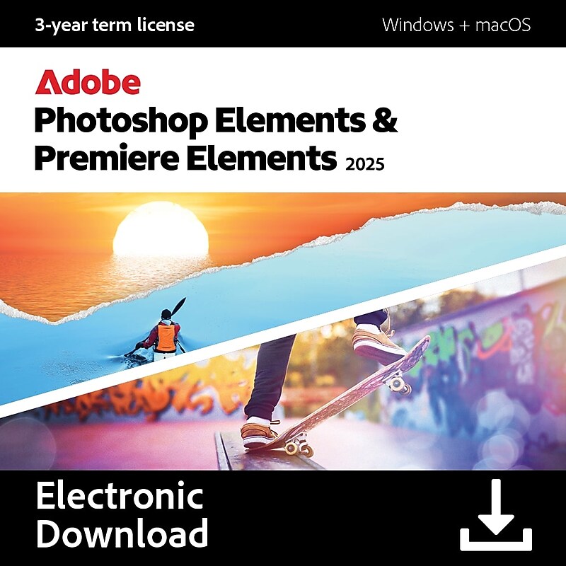 Adobe Photoshop Elements 2025 & Premiere Elements 2025 for 1 User, Windows and macOS, Download (ADO951800V564) image 1