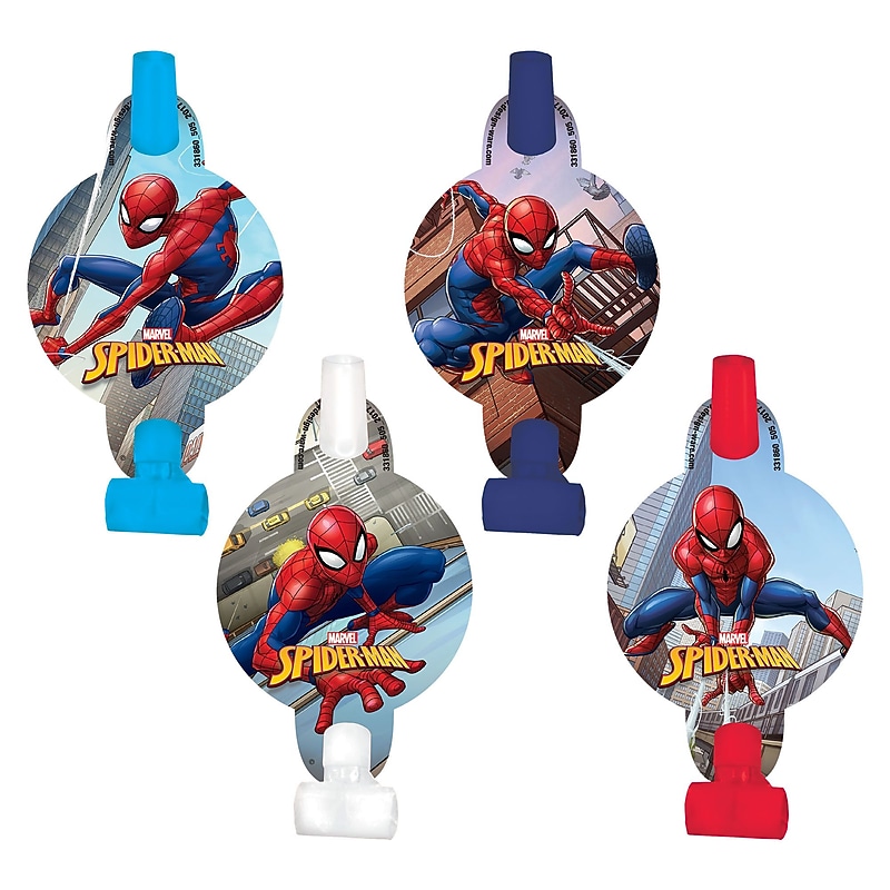 Party City Spider-Man Webbed Wonder Blowouts, Assorted Colors, 8/Pack (AM331860-NS) image 1