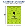 Avery Decorative Edge Multipurpose Labels, 2.5" Dia., Bright Green, 90/Pack (94516)~#|#~878921CF-8258-4A71-BEC3704AA44195E5_sc7