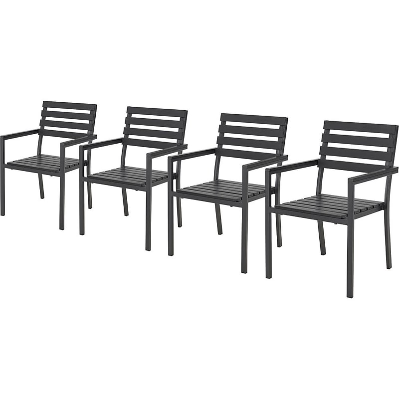 Global Industrial Stackable Outdoor Dining Arm Chair, Black, 4/Pack (436985BK) image 1