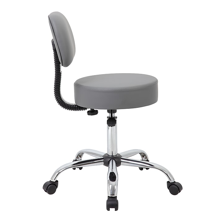 Boss Caressoft Armless Medical Stool with Backrest, Gray (B245-GY