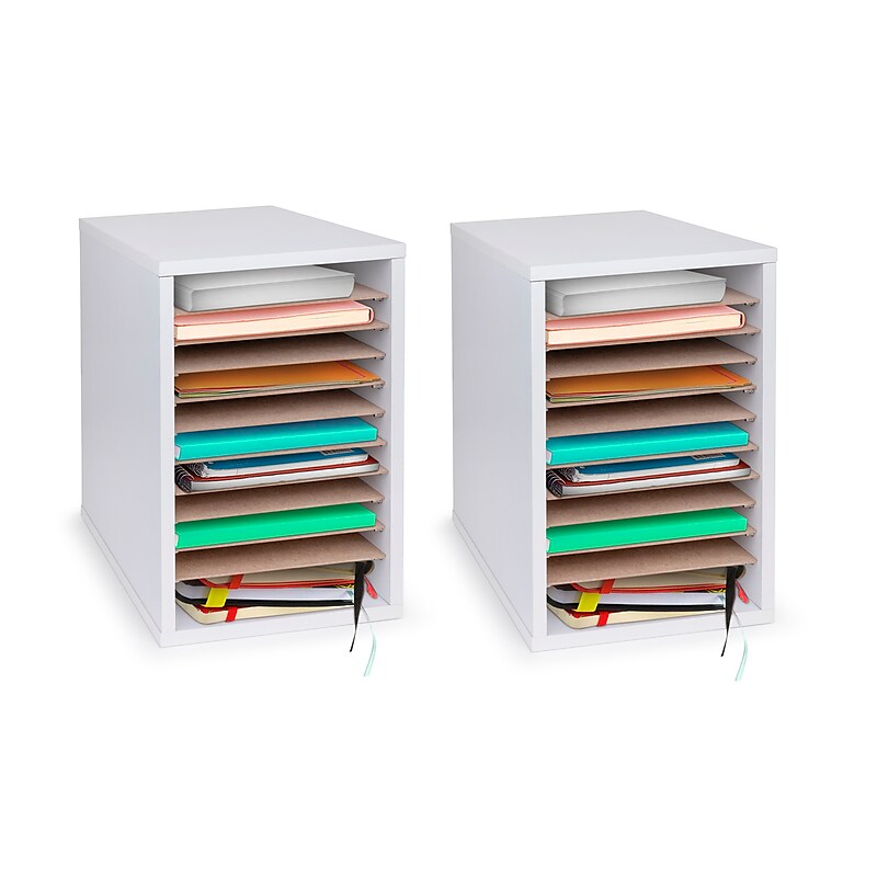 AdirOffice 500 Series 11-Compartment Literature Organizers, 10.75" x 11.75", White, 2/Pack (500-11-WHI-2PK) image 1