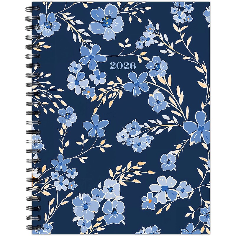 2026 Willow Creek Bluesy Floral 6.5" x  Weekly & Monthly Planner, Paperboard Cover (56653) image 1