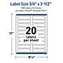 Avery Waterproof Rectangle Laser Multipurpose Labels, 0.75" x 3.5", White, 1000/Box (19479399238)~#|#~879E1CE2-145A-43EB-BEB14E7AFE8F9C10_sc7