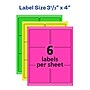 Avery Sure Feed Laser/Inkjet ID Labels, 3-1/3" x 4", Assorted Neon, 72 Labels/Pack (6482)~#|#~87A074D5-F6E0-455B-8FAB828C1232C48B_sc7