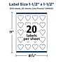 Avery Laser/Inkjet Multipurpose Heart Labels, 1.5" x 1.5", White, 500 Labels/Pack (94602)~#|#~87B05F67-18CC-4E55-B492DE6BEA3D60DB_sc7