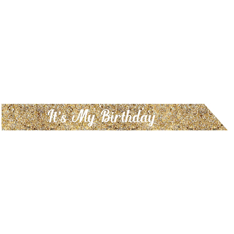 Party City It's My Birthday Sash, Gold Glitter (AM340353-NS) image 1