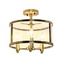 Lalia Home 3-Light 13" Farmhouse Glass and Metallic Accented LED Semi-flushmount, Antique Brass (LHM-1000-AB)~#|#~87B60140-EEB4-4481-94D640CEB6BF150C_sc7