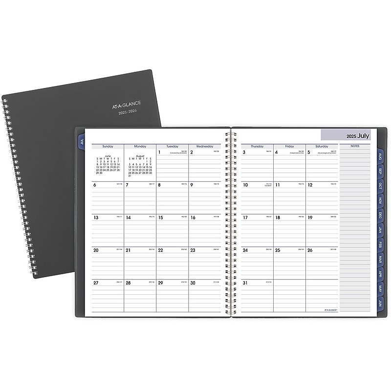 2025-2026 AT-A-GLANCE DayMinder 8.5" x 11" Academic Year Monthly Planner, Plastic Cover, Charcoal (AYC470-45-26) image 1