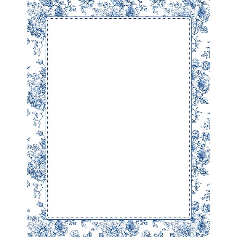 Great Papers Blue Toile Floral Everyday Letterhead, Multicolored, 50 Sheets/Pack (2025010) image 1