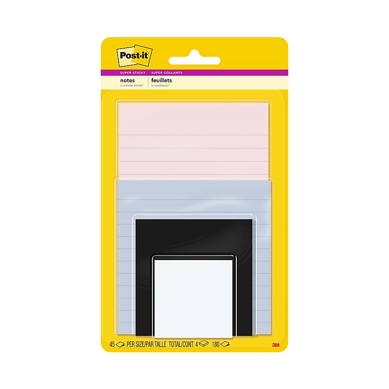 Post-it Super Sticky Notes Combo Pack, Simply Serene Collection, 45 Sheet/Pad, 4 Pads/Pack (4622-SSNE) image 1