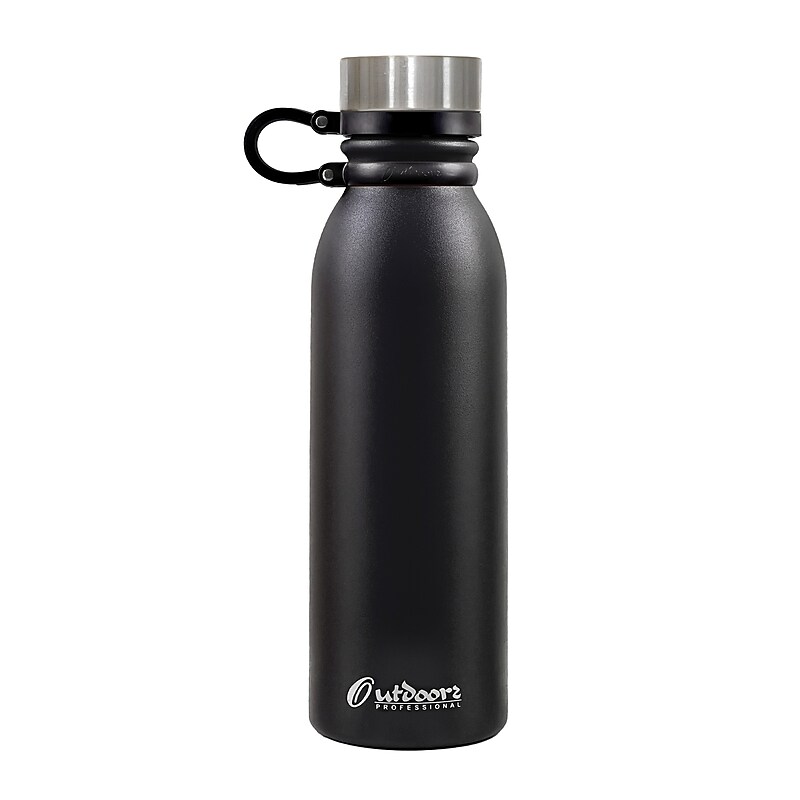 Outdoors Professional Stainless Steel Double-Walled Water Bottle, 20 oz., Black (OUTD3675) image 1