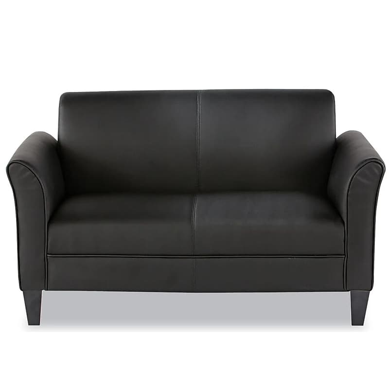 Alera 55.5"W Bonded Leather Loveseat, Black (ALERL22LS10B) image 1