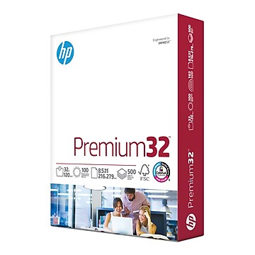 HP Premium32 8.5" x 11" Multipurpose Paper, 32 lbs., 100 Brightness, 500 Sheets/Ream (113100)