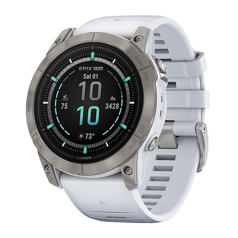 Garmin epix Pro (Gen 2) Sapphire Edition Smartwatch, 51-mm, Titanium Bezel with Whitestone Band (010-02804-10) image 1