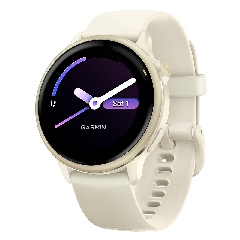 Garmin vívoactive 6 Fitness-Tracking AMOLED Smartwatch with Silicone Band, Lunar Gold with Bone (010-02985-01) image 1